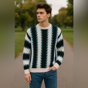 Vintage 80’s Arrow Criterion Striped 100% Cotton Men’s Sweater Sz. M
